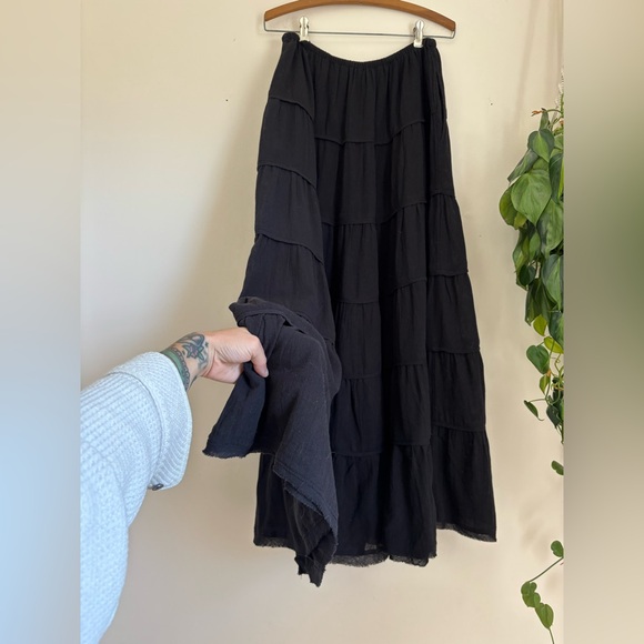 Free People Simply Smitten Tiered Cotton Maxi Skirt in Black - Picture 8 of 8